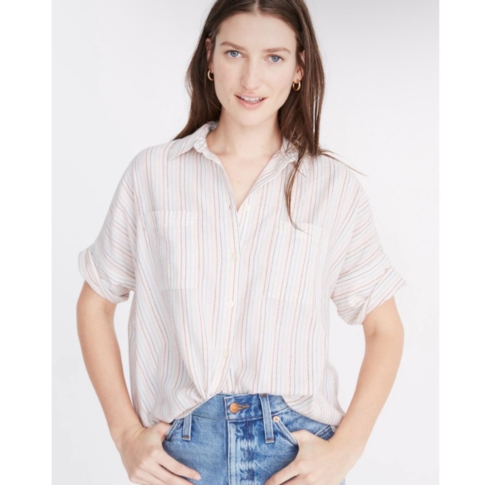 Madewell Courier Shirt in Stitched Rainbow Stripe